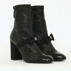 Chanel Spring 2023  Black Lambskin Stretch Booties FR 38.5